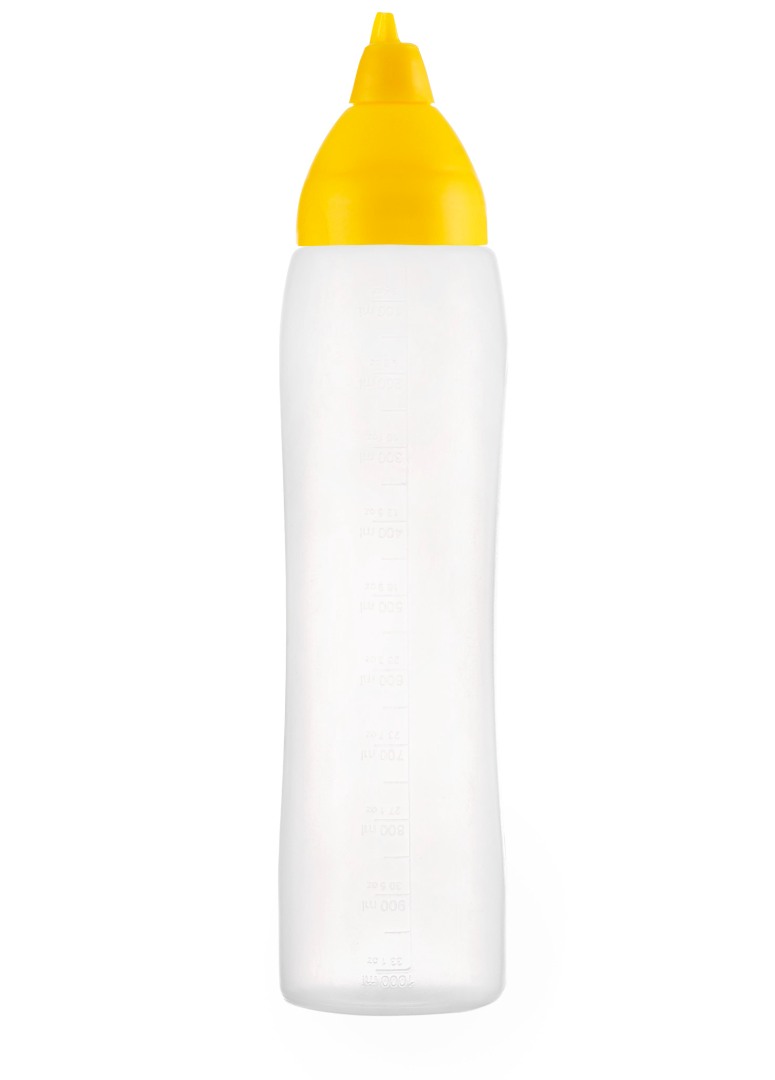 Kastme doseerimispudel tilkumiskindel, kollane 1000 ml