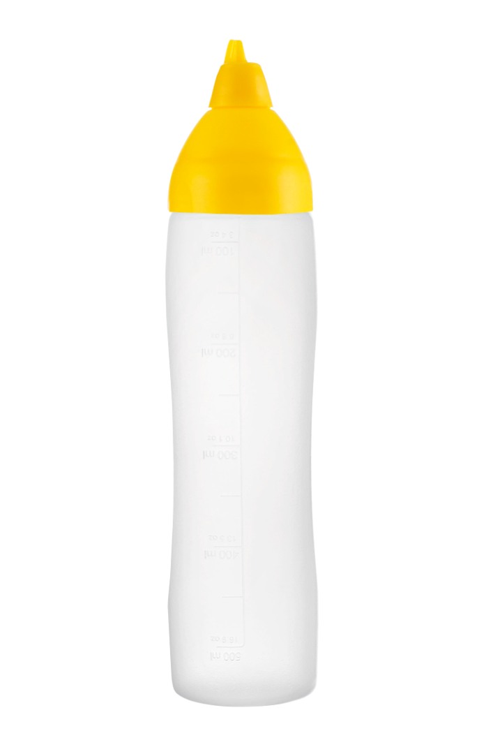 Kastme doseerimispudel tilkumiskindel, kollane 500 ml