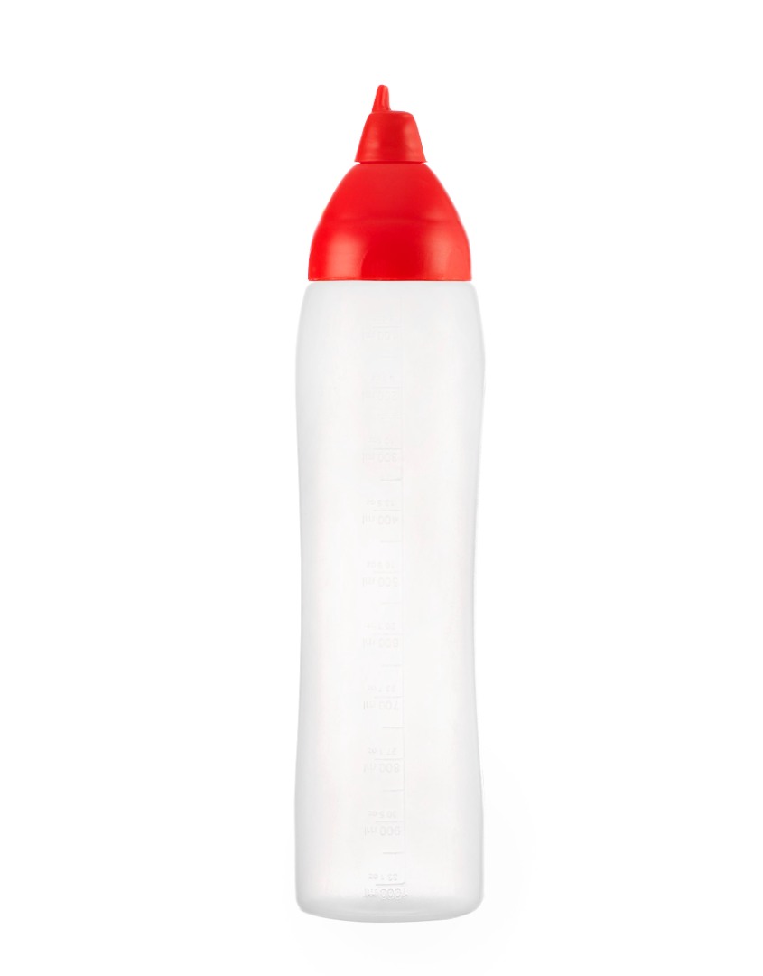 Kastme doseerimispudel tilkumiskindel, punane 1000 ml
