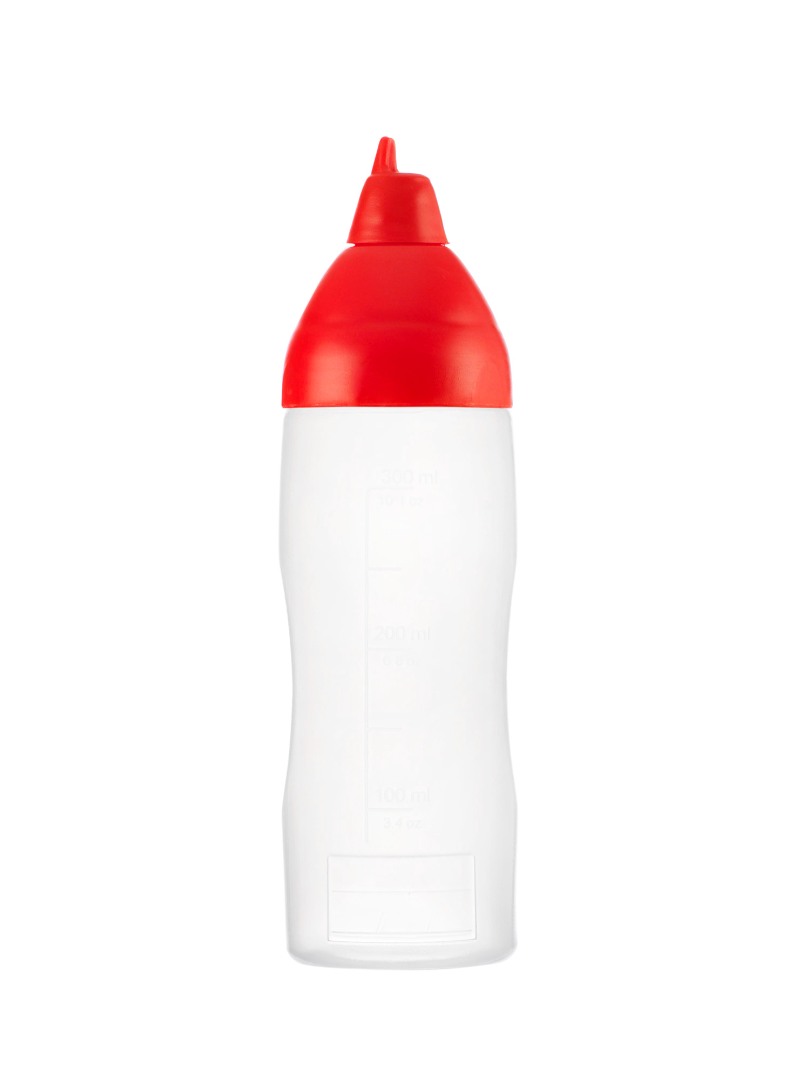Kastme doseerimispudel tilkumiskindel, punane 350 ml